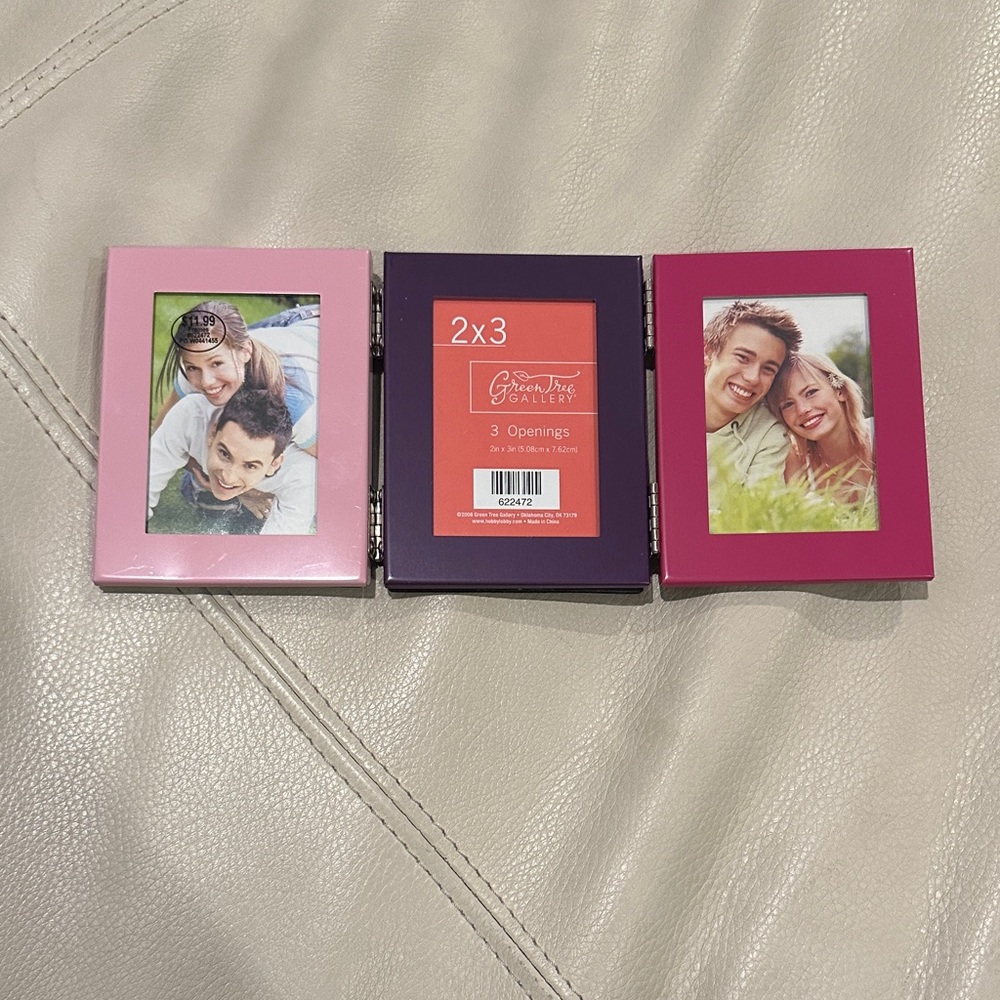 Pink and Purple Triple Picture Frame